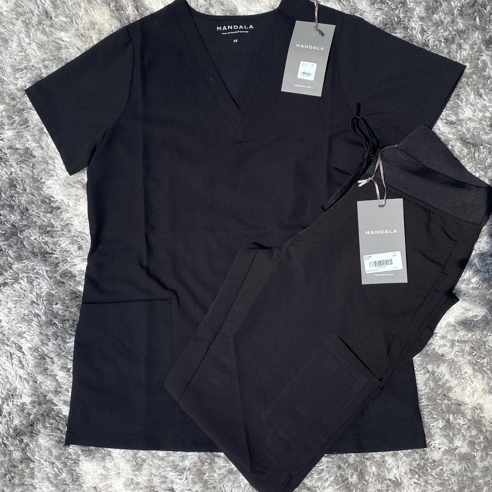 NWT Black Mandala Scrub Set